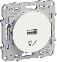 Розетка USB тип A без рамки Schneider Electric Odace 1-м. 1000мА белый 