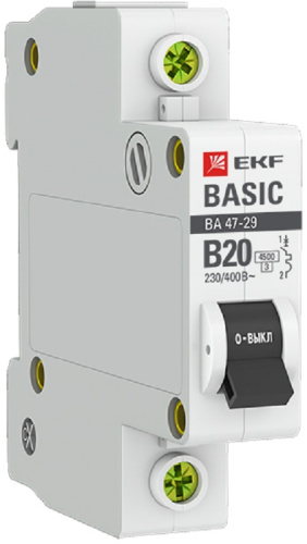 Выключатель автоматический EKF Basic ВА47-29 1п 20А B 4.5кА