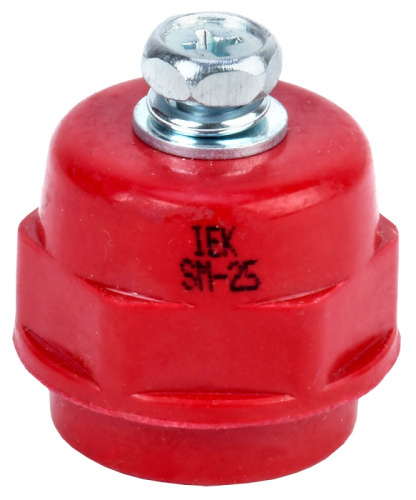 Изолятор силовой шинный IEK SM25 (М6) с болтом красный