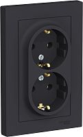 Розетка с заземлением Systeme Electric AtlasDesign 1-м. 2 мод. карбон