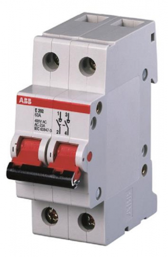 Выключатель нагрузки (мини-рубильник) ABB E202r 2п 80A рычаг красный тип AC картинка
