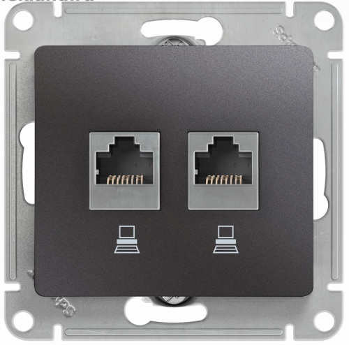 Розетка компьютерная без рамки Systeme Electric Glossa 2-м. RJ45+RJ45 5e графит Systeme Electric — купить по цене от 1&nbsp;923 ₽ | ПрофБезопасность