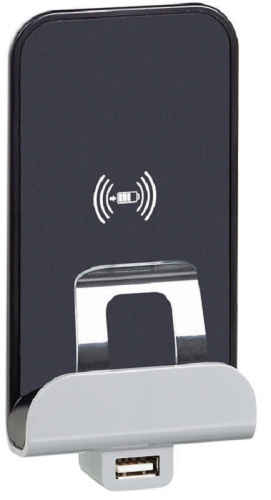 Беспроводное зарядное устройство + USB Legrand Valena Allure 2400мА антрацит