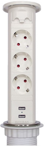 Розетка встраеваемая выдвижная сенсорная Mebax 105J 3-м.+2xUSB Ø60мм белый Mebax — купить по цене от  | ПрофБезопасность