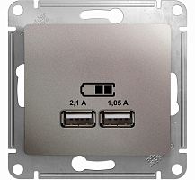 Розетка USB тип A+A без рамки Systeme Electric Glossa 2-м. 2100мА платина