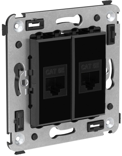 Розетка компьютерная без рамки DKC Avanti 2-м. RJ45+RJ45 5е черный квадрат DKC — купить по цене от 1&nbsp;136 ₽ | ПрофБезопасность