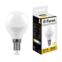 Лампа светодиодная Feron LB-550 G45 Шар E14 220В 9Вт 840Лм 2700К 45х82мм Feron — купить по цене от 120 ₽ | ПрофБезопасность