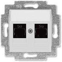 Розетка компьютерная без рамки ABB EPJ Levit 2-м. RJ45+RJ45 5e серый