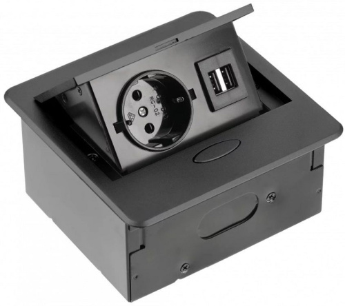 Розетка встраиваемая полуавтоматическая GTV 1-м.+2xUSB 127х118х66мм черный GTV — купить по цене от 7&nbsp;014 ₽ | ПрофБезопасность