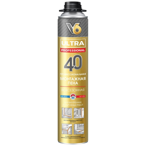 Пена монтажная профессиональная V6 Ultra 40 всесезонная 460 гр (1/12) V6 — купить по цене от 450 ₽ | ПрофБезопасность