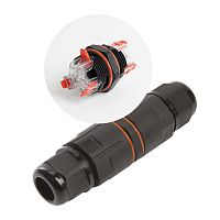 Кабельный коннектор I-образный 3 контактный, с пружинным зажимом Feron LD535 IP68 черный