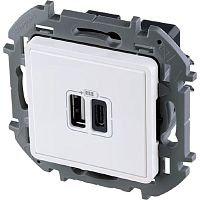 Розетка USB тип A+С без рамки Legrand Inspiria 2-м. 3000мА белый