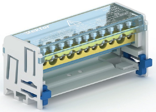 Шина в корпусе на DIN-рейку (кросс-модуль) Tekfor SNK 2х11 3L+PEN синий