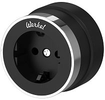 Розетка-ретро с заземлением пластик Werkel Retro Vintage 1-м. черный матовый/хром