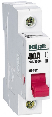 Выключатель нагрузки (мини-рубильник) DeKraft ВН-102 1п 40А тип AC