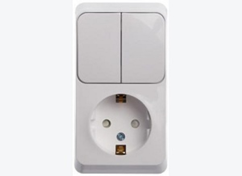 Блок накладной Systeme Electric Этюд розетка 1-м.+выключатель 2-кл. белый фото 2