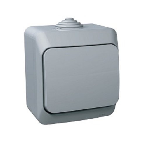 Выключатель накладной Systeme Electric Этюд 1-кл. IP44 серый фото 2