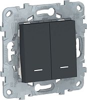 Переключатель с подсветкой без рамки Schneider Electric Unica New 2-кл. проходной антрацит