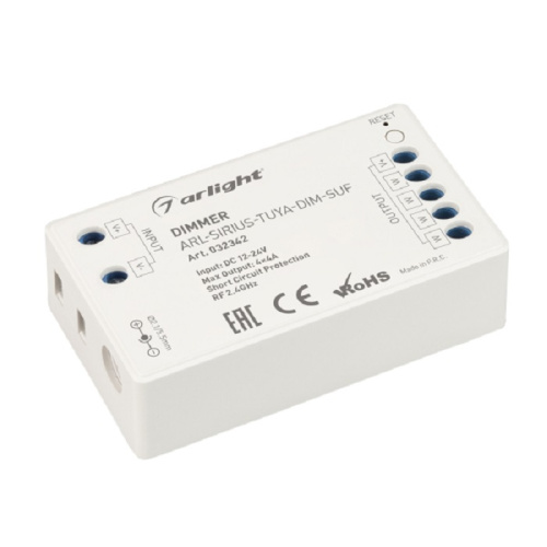 Диммер для светодиодной ленты Arlight TY-101-DIM-WF-SUF 12-24В 1x6А 433MHz 72-144Вт по Wi-Fi, Arlight, купить, цена, доставка, безопасность Диммер для светодиодной ленты Arlight TY-101-DIM-WF-SUF 12-24В 1x6А 433MHz 72-144Вт по Wi-Fi Arlight — купить по цене от 3 700 ₽ | ПрофБезопасность