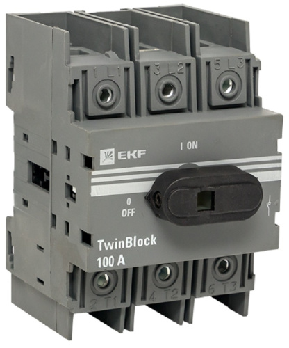 Рубильник EKF PROxima TwinBlock 3п 100А с ручкой