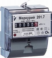 Счетчик электроэнергии 1Ф однотарифный Меркурий 201.7 60/5 Т1 D 230В ОУ