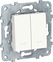 Переключатель с подсветкой без рамки Schneider Electric Unica New 2-кл. проходной белый