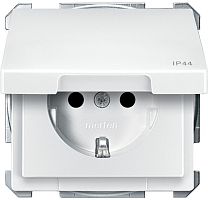 Розетка с заземлением без рамки Schneider Electric Merten Antique 1-м. крышка шторки IP44 белый