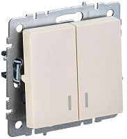 Выключатель с подсветкой без рамки IEK Brite ВС10-2-1-БрКр 2-кл. бежевый