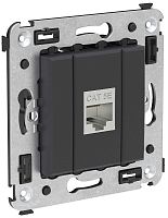 Розетка компьютерная экранированная без рамки DKC Avanti 1-м. RJ45 5е черный матовый
