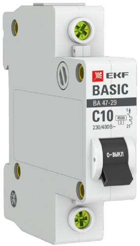 Выключатель автоматический EKF Basic ВА47-29 1п 10А C 4.5кА