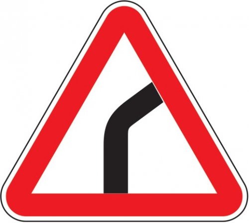 Дорожный знак 1.11.1 - Опасный поворот картинка