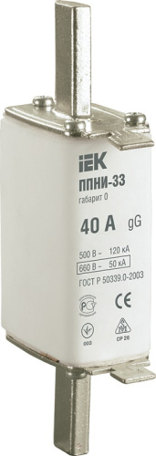 Вставка плавкая предохранителя IEK ППНИ-33 габарит 0 40А