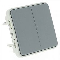 Переключатель без рамки Legrand Plexo 2-кл. проходной IP55 серый
