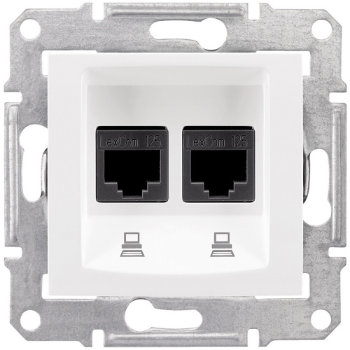 Розетка компьютерная без рамки Schneider Electric Sedna 2-м. RJ45+RJ45 5e белый Schneider Electric — купить по цене от 1&nbsp;080 ₽ | ПрофБезопасность