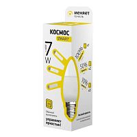 Лампа светодиодная Космос Smart С37 Свеча Е27 220В 7Вт 3000К 3 режима 37х99мм Космос — купить по цене от 162 ₽ | ПрофБезопасность