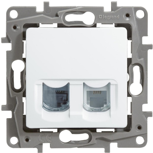 Розетка телефон+компьютер без рамки Legrand Etika 2-м. RJ11+RJ45 5е белый