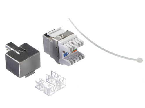 Модуль Keystone экранированный, RJ45, cat.5е, 180°, под инструмент, металлик, для патч-панели фото 2