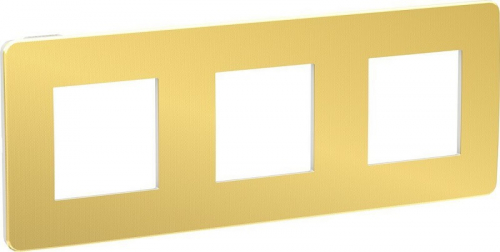 Рамка универсальная Schneider Electric Unica Studio Metal 3-м. золото/белый картинка