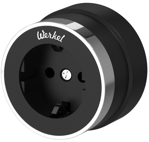 Розетка-ретро с заземлением пластик Werkel Retro Vintage 1-м. черный матовый/хром Werkel — купить по цене от 1&nbsp;190 ₽ | ПрофБезопасность