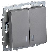 Выключатель с подсветкой без рамки IEK Brite ВС10-2-1-БрС 2-кл. сталь