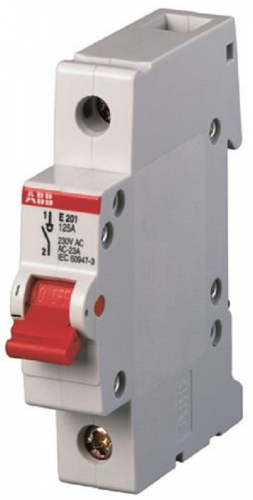 Выключатель нагрузки (мини-рубильник) ABB E201r 1п 80A рычаг красный тип AC картинка