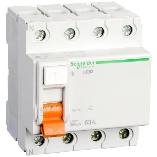 Выключатель дифференциального тока УЗО Schneider Electric Домовой 4п 63А 300мА 4,5кА тип AC фото 2
