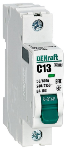 Выключатель автоматический DEKraft ВА-103 1п 13А C 6кА