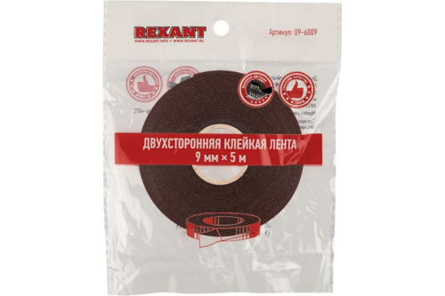 Лента клейкая двухсторонняя серая Rexant 6 мм x 5 м фото 2