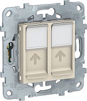 Розетка компьютерная без рамки Schneider Electric Unica New 2-м. RJ45+RJ45 5e бежевый Schneider Electric — купить по цене от 1&nbsp;964 ₽ | ПрофБезопасность