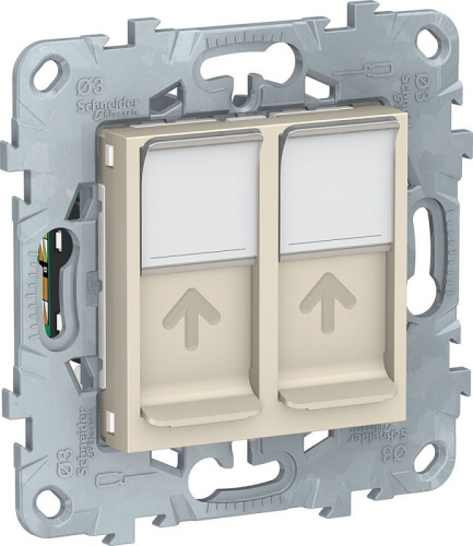 Розетка компьютерная без рамки Schneider Electric Unica New 2-м. RJ45+RJ45 5e бежевый Schneider Electric — купить по цене от 1&nbsp;964 ₽ | ПрофБезопасность