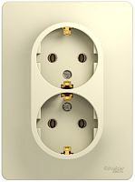 Розетка с заземлением Systeme Electric Glossa 1-м. 2 мод. бежевый