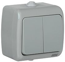 Выключатель накладной IEK Aquatic ВС-20-2-0-А 2-кл. IP54 серый IEK — купить по цене от 248 ₽ | ПрофБезопасность