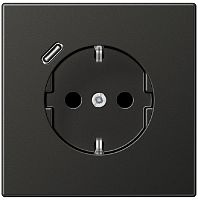 Розетка с заземлением +1хUSB тип C без рамки Jung LS990 metal 1-м. антрацит Jung — купить по цене от 32&nbsp;191 ₽ | ПрофБезопасность