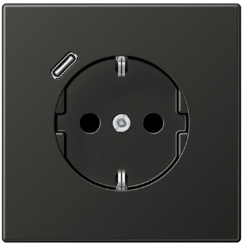 Розетка с заземлением +1хUSB тип C без рамки Jung LS990 metal 1-м. антрацит Jung — купить по цене от 32&nbsp;191 ₽ | ПрофБезопасность